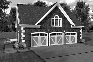 Exterior - Front Elevation 3 for Colonial House Plan #56-674 - 1 bed, 1 bath