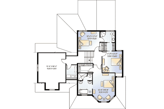 Floor Plan - Upper Floor for Traditional House Plan #23-411 - 3 bed, 2.5 bath