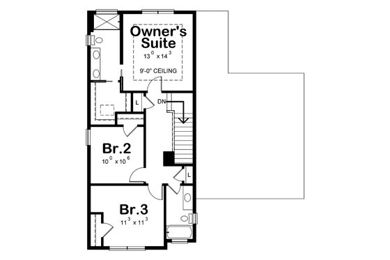 Floor Plan - Upper Floor for Traditional House Plan #20-2340 - 4 bed, 3.5 bath