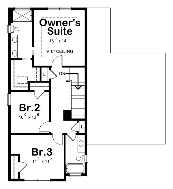 Architectural House Design - Traditional Floor Plan - Upper Floor Plan #20-2340
