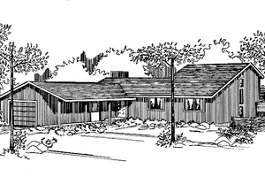 House Plan Design - Exterior - Front Elevation for Cabin House Plan #320-1017 - 3 bed, 2 bath