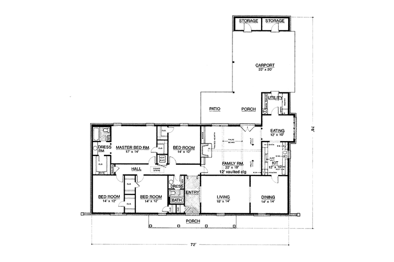 House Plan Design - Floor Plan - Main Floor for Country House Plan #45-466 - 4 bed, 2 bath