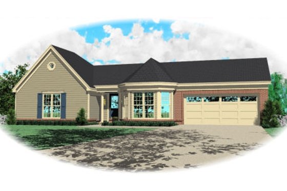 Exterior - Front Elevation for Country House Plan #81-13862 - 3 bed, 2 bath
