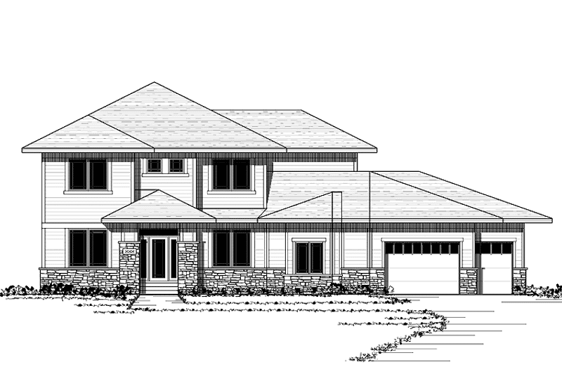 Home Plan - Exterior - Front Elevation 3 for Prairie House Plan #51-651 - 3 bed, 2.5 bath