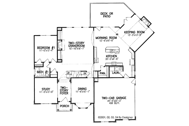 House Blueprint - Floor Plan - Main Floor for Traditional House Plan #54-203 - 5 bed, 4 bath