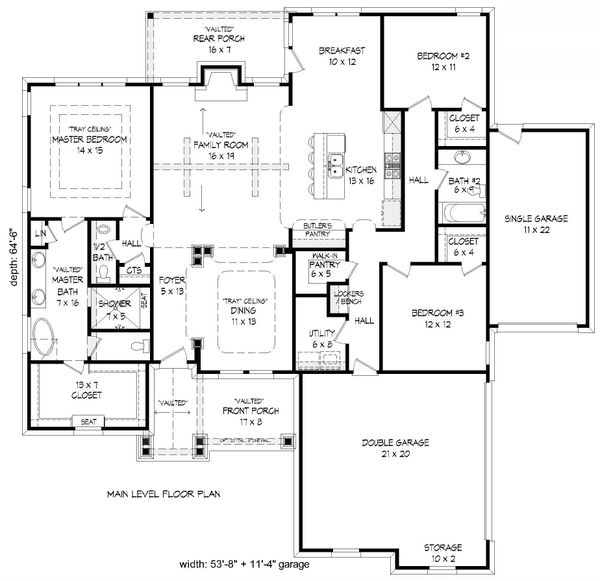 Craftsman Floor Plan - Main Floor Plan #932-174