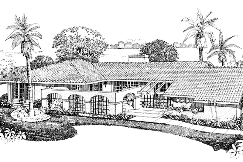 Architectural House Design - Mediterranean Exterior - Front Elevation Plan #72-740