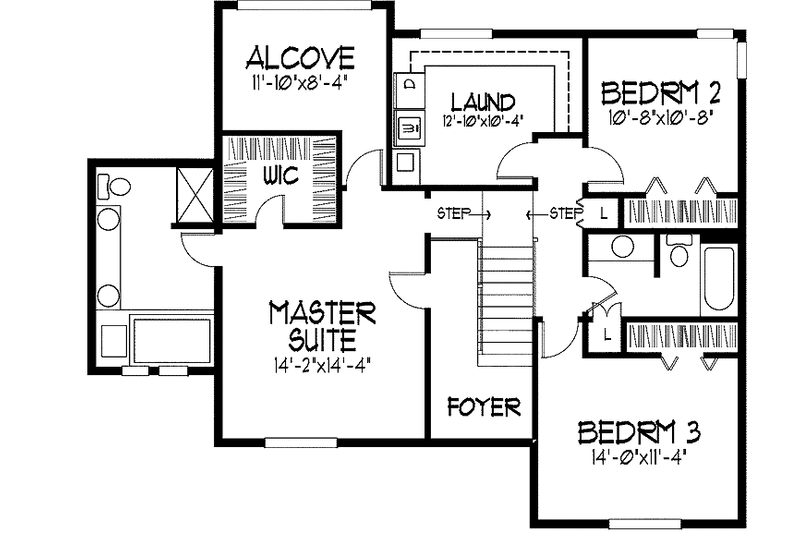 Architectural House Design - Floor Plan - Upper Floor for Tudor House Plan #51-952 - 3 bed, 2.5 bath