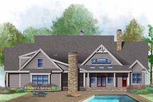 Exterior - Rear Elevation for Ranch House Plan #929-1016 - 4 bed, 3 bath