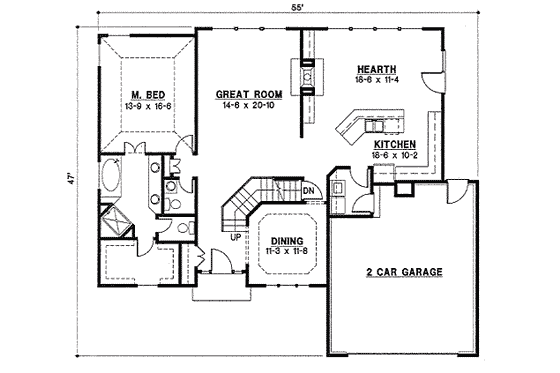 Floor Plan - Main Floor for Traditional House Plan #67-814 - 4 bed, 2 bath