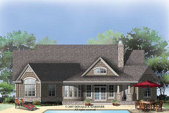 Exterior - Rear Elevation 1 for Traditional House Plan #929-911 - 3 bed, 2 bath