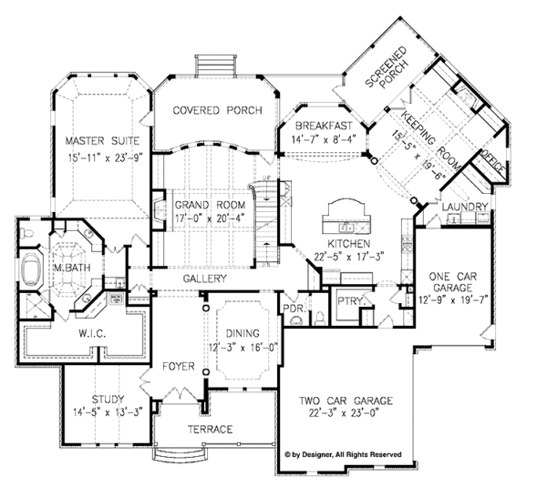 House Plan Design - Country Floor Plan - Main Floor Plan #54-297