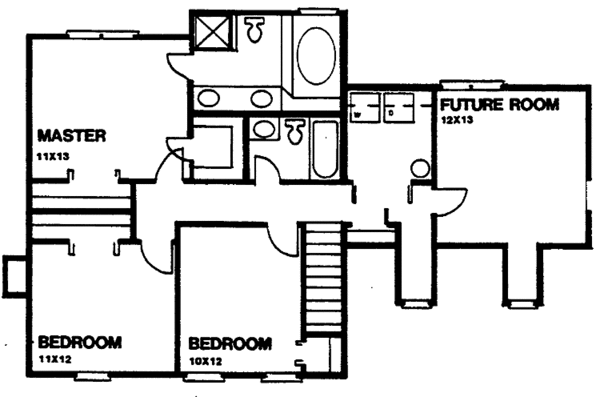 Architectural House Design - Colonial Floor Plan - Upper Floor Plan #30-308