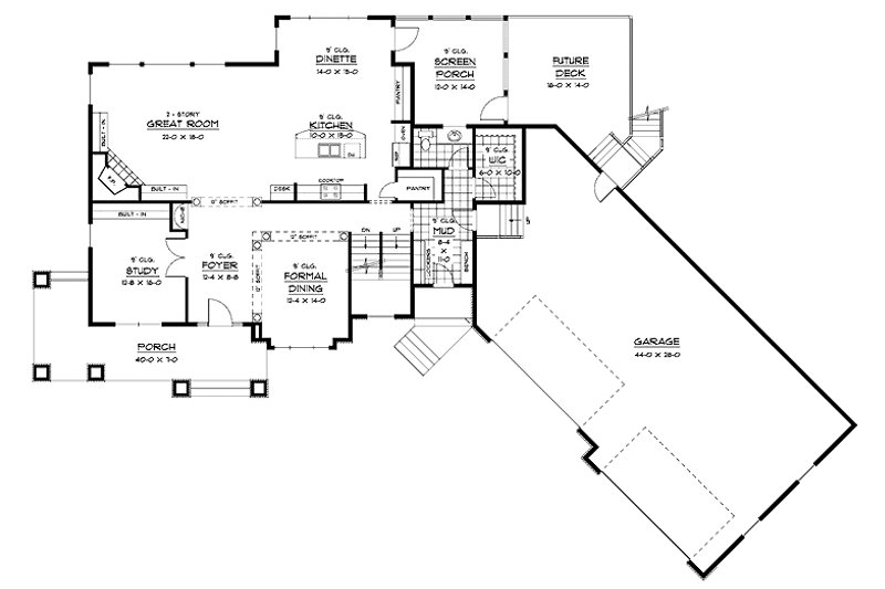 Home Plan - Floor Plan - Main Floor for Traditional House Plan #51-655 - 3 bed, 2.5 bath