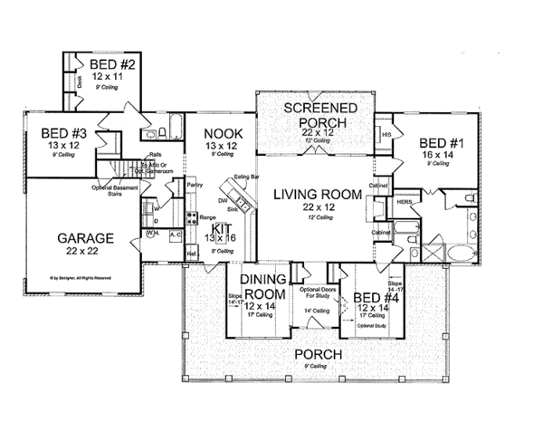 House Plan Design - Country Floor Plan - Main Floor Plan #513-2110