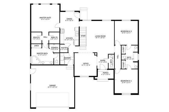 Floor Plan - Main Floor for Traditional House Plan #1060-281 - 3 bed, 2 bath