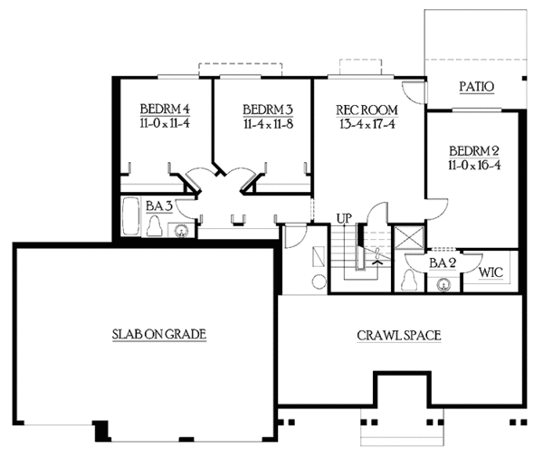 House Design - Craftsman Floor Plan - Lower Floor Plan #132-341