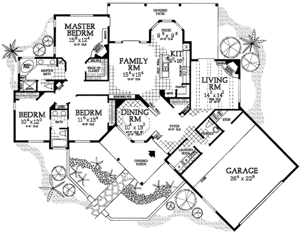Home Plan - Adobe / Southwestern Floor Plan - Main Floor Plan #72-1012