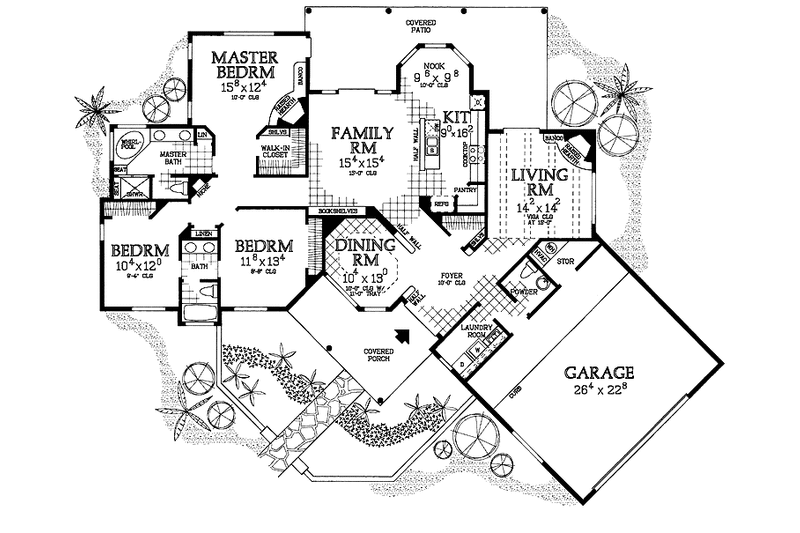 Dream House Plan - Floor Plan - Main Floor for Adobe / Southwestern House Plan #72-1012 - 3 bed, 2.5 bath