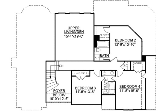 Floor Plan - Upper Floor for European House Plan #119-130 - 4 bed, 3.5 bath