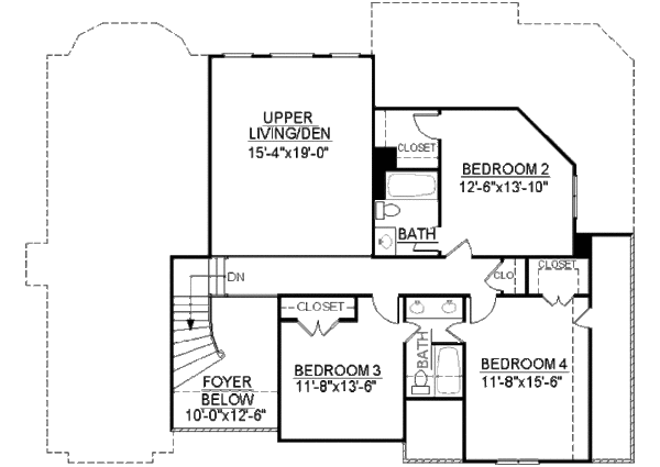 House Design - European Floor Plan - Upper Floor Plan #119-130