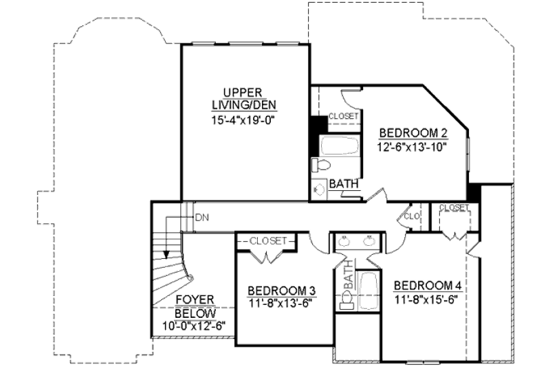 Home Plan - Floor Plan - Upper Floor for European House Plan #119-130 - 4 bed, 3.5 bath