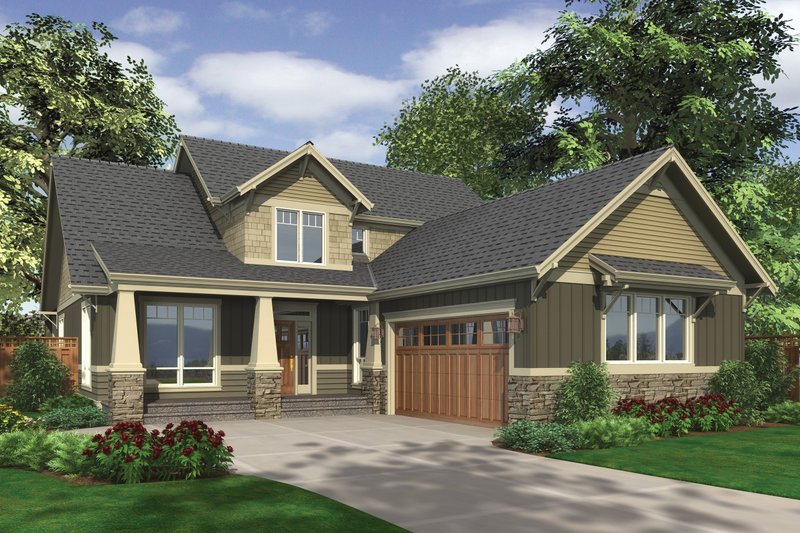 House Plan Design - Front View - 2500 square foot Craftsman home