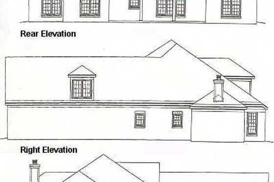 Exterior - Rear Elevation for European House Plan #81-562 - 3 bed, 2.5 bath