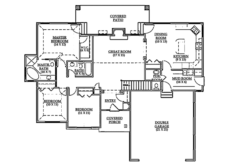 Home Plan - Floor Plan - Main Floor for Traditional House Plan #945-13 - 3 bed, 2.5 bath