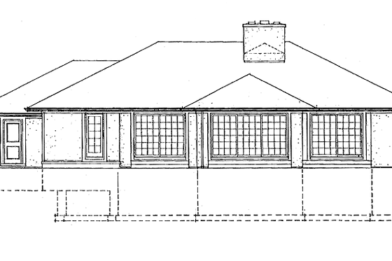 Exterior - Rear Elevation for Adobe / Southwestern House Plan #72-735 - 3 bed, 2 bath