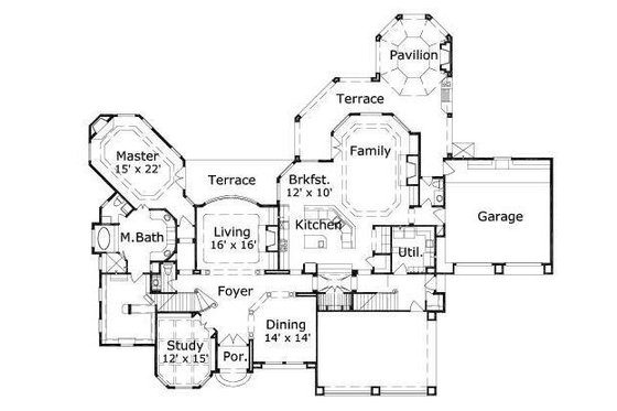 Floor Plan - Main Floor for European House Plan #411-288 - 4 bed, 3.5 bath
