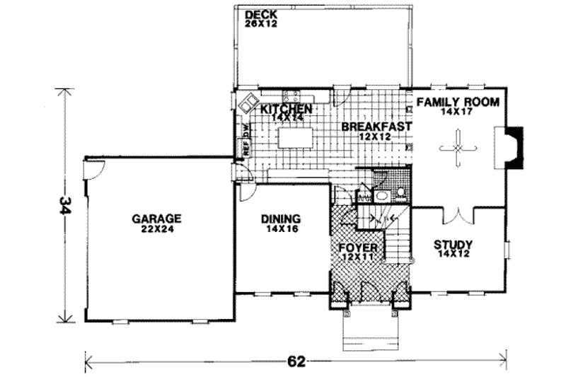 Home Plan - Floor Plan - Main Floor for European House Plan #56-180 - 4 bed, 2.5 bath