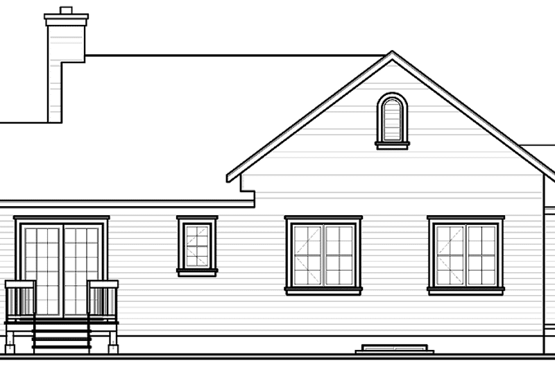 House Blueprint - Exterior - Rear Elevation for Country House Plan #23-2380 - 3 bed, 1 bath