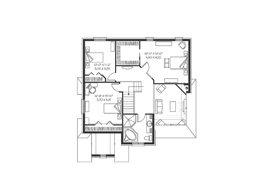Floor Plan - Upper Floor for European House Plan #23-2440 - 3 bed, 2 bath