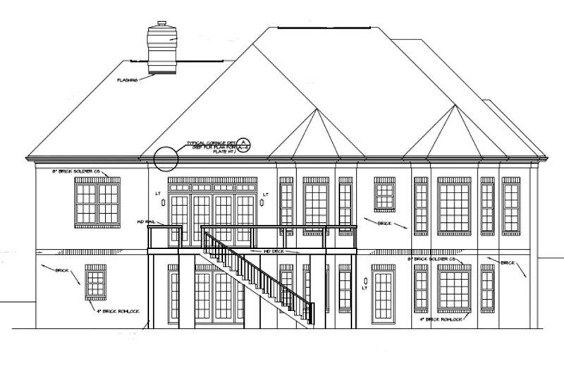 Dream House Plan - Exterior - Rear Elevation for Traditional House Plan #453-568 - 5 bed, 4.5 bath