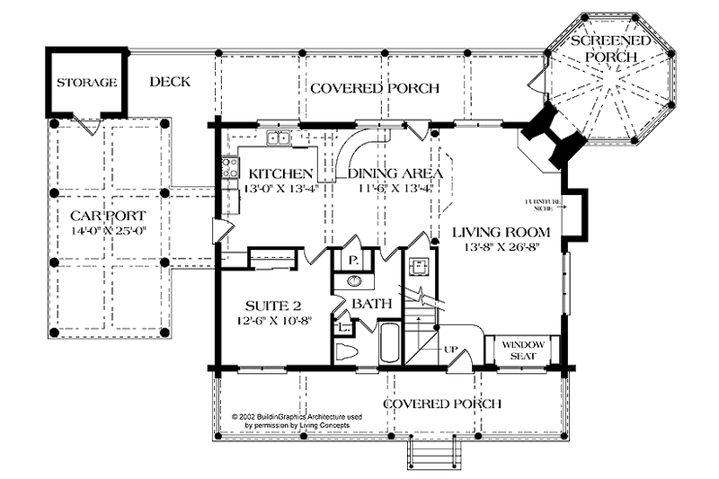 Home Plan - Floor Plan - Main Floor for Log House Plan #453-475 - 2 bed, 2 bath