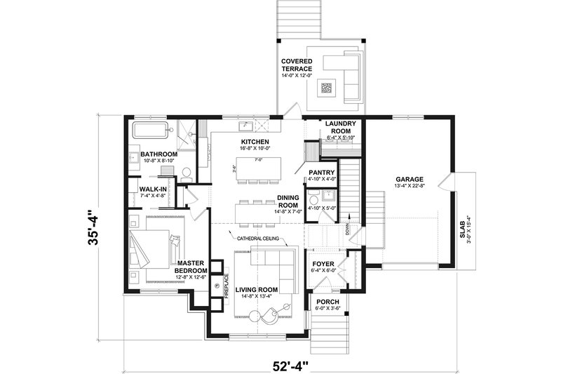 House Blueprint - Floor Plan - Main Floor for Modern House Plan #23-2902 - 1 bed, 1.5 bath
