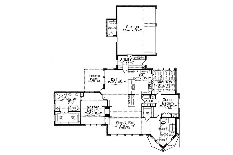 Home Plan - Floor Plan - Main Floor for Contemporary House Plan #52-256 - 2 bed, 3 bath