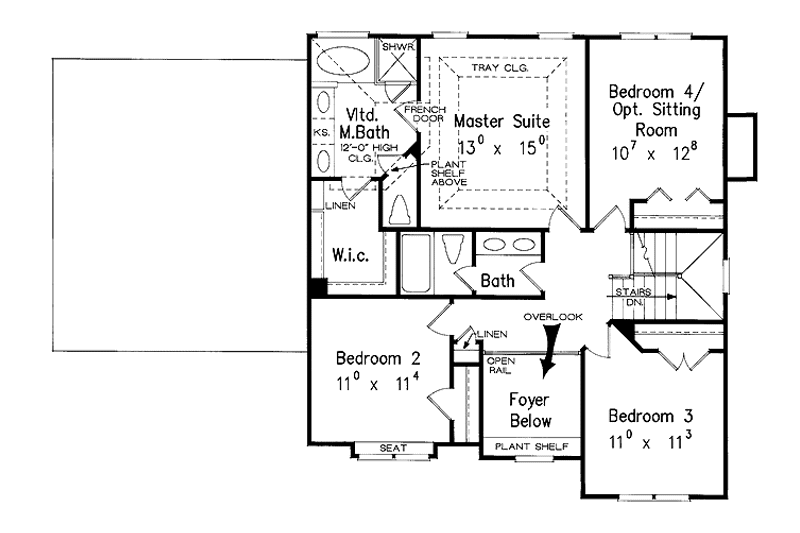 Home Plan - Floor Plan - Upper Floor for Colonial House Plan #927-704 - 4 bed, 2.5 bath