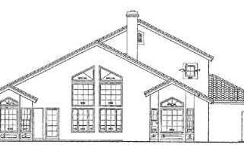Home Plan - Exterior - Rear Elevation for Mediterranean House Plan #72-163 - 4 bed, 4 bath