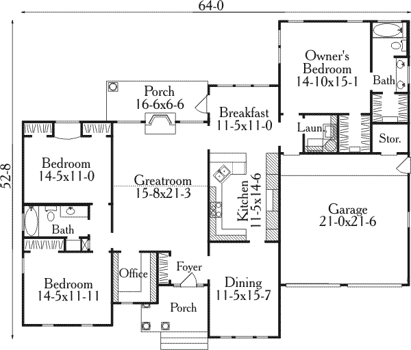 Home Plan - Traditional Floor Plan - Main Floor Plan #406-199