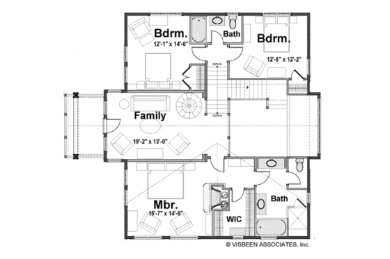 Floor Plan - Upper Floor for Victorian House Plan #928-53 - 3 bed, 2.5 bath