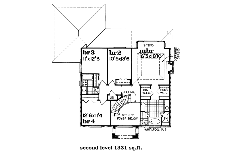 Home Plan - Floor Plan - Upper Floor for Traditional House Plan #47-1049 - 4 bed, 2.5 bath