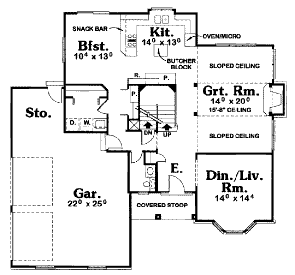 Architectural House Design - Traditional Floor Plan - Main Floor Plan #20-1572