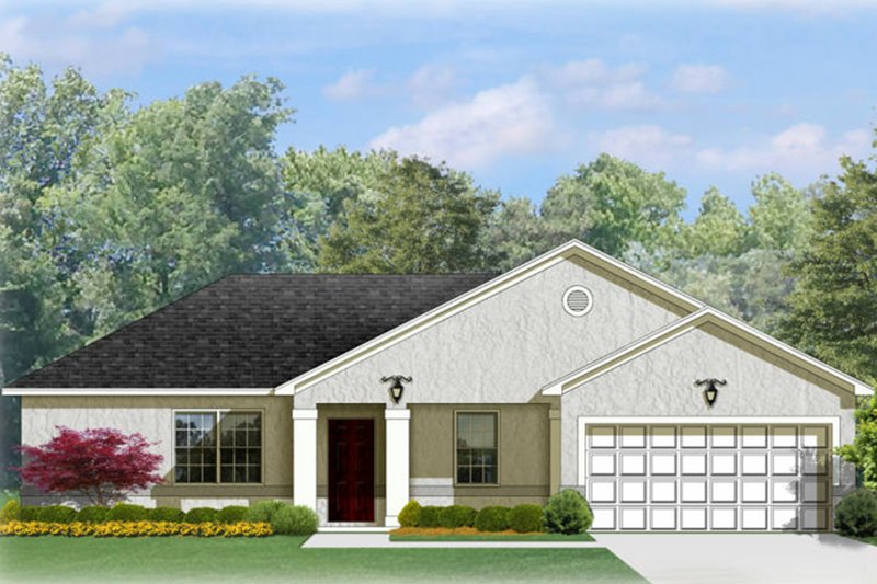 Home Plan - Exterior - Front Elevation 3 for Mediterranean House Plan #1058-92 - 3 bed, 2 bath