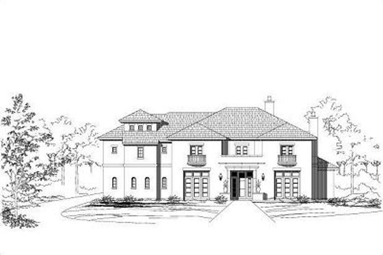 Exterior - Front Elevation for Mediterranean House Plan #411-634 - 4 bed, 4.5 bath