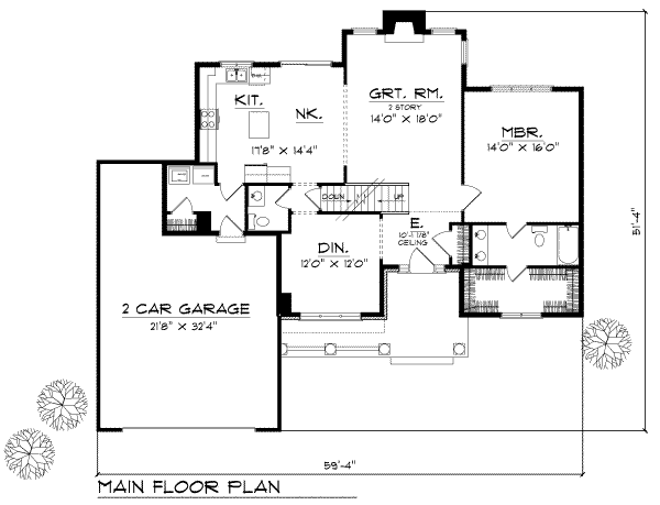 Dream House Plan - Traditional Floor Plan - Main Floor Plan #70-274