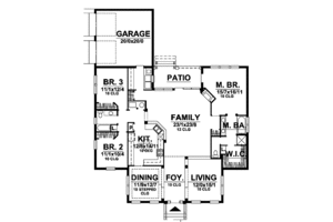 Floor Plan - Main Floor for Colonial House Plan #320-829 - 3 bed, 2 bath