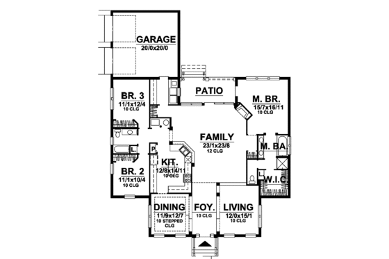 Floor Plan - Main Floor for Colonial House Plan #320-829 - 3 bed, 2 bath