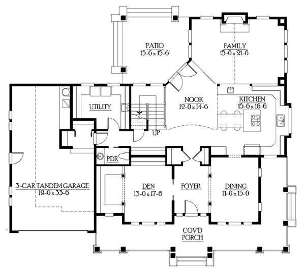 Dream House Plan - Craftsman Floor Plan - Main Floor Plan #132-331